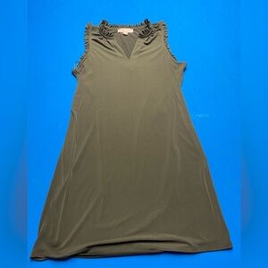 Michael Kors Sleeveless Olive Green Ruffled Dress
